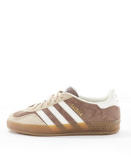 Adidas Gazelle Indoor Beige 3/4 Angle – Iconic 3-Stripes Design | Vorah PK